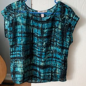 blue and green abstract blouse